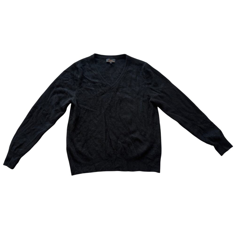 Quince 100% Mongolian Cashmere V-Neck Sweater Black Size Large L
